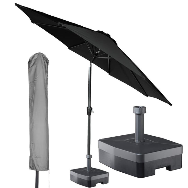 Kopu® Calma Parasolset Rond 300 cm met Hoes en Voet - Zwart