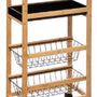 5Five® keukentrolley 4 schappen Bamboe - 40x22x83 cm - Zwart/Bruin