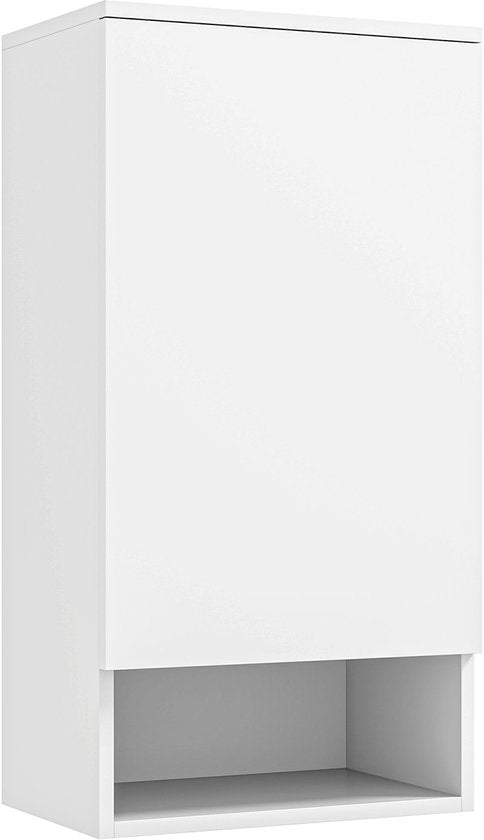 Wandkast voor de Badkamer met Verstelbare Planken en Open Vak - Wit