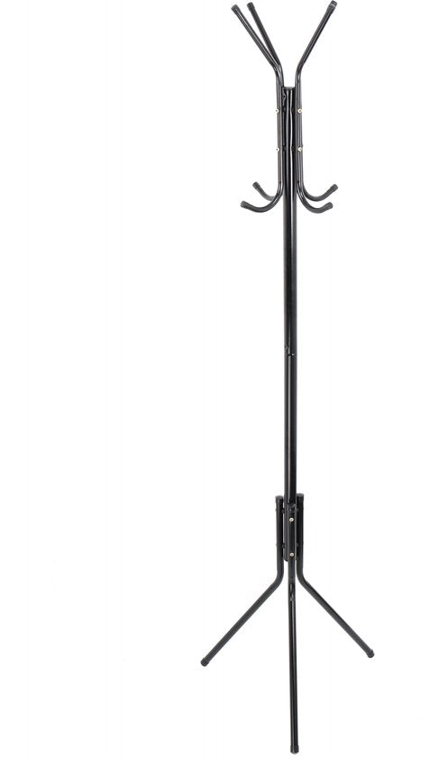 Kapstok Staand – Kledingrek met 8 Haken – Hoogte 172 cm – Staande Kapstok Metaal – Vrijstaande Kapstok – Zwart – Voor Hal, Slaapkamer en Kantoor