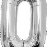 Folie ballon cijfer 0 - 86 cm - Zilver - verjaardag - jubileum - geschikt voor helium en lucht - inclusief rietje