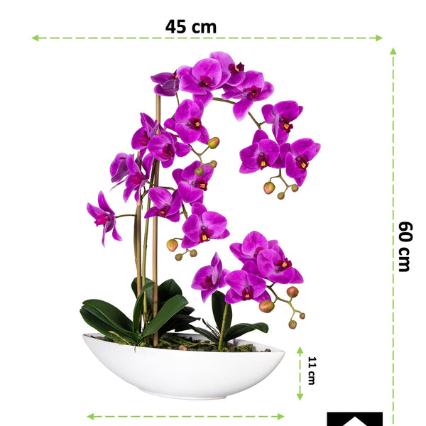 Kopu® Kunstbloem Orchidee 60 cm Roze met Schaal Ovaal - Phalaenopsis