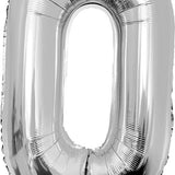 Folie ballon cijfer 0 - 86 cm - Zilver - verjaardag - jubileum - geschikt voor helium en lucht - inclusief rietje