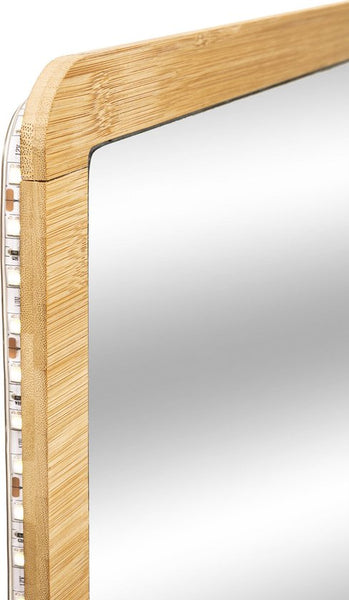 Bamboe Wandspiegel Rechthoek met LED verlichting 47x66 cm - Bruin