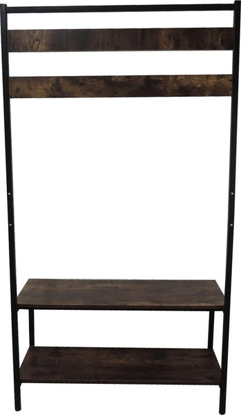 4livingz Stevige Retro Kapstok Bank 42x100x183 cm - zwart/bruin