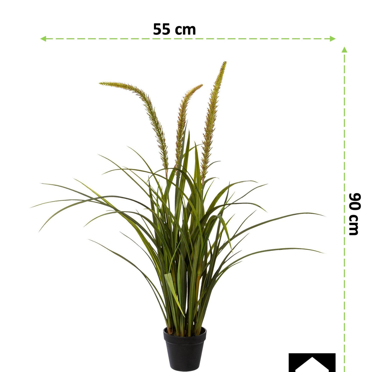 Kopu® Kunstplant Miscanthus 90 cm - 3 pluimen - in zwarte pot