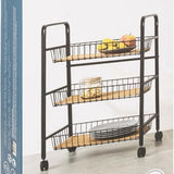 5Five® Serveerwagen met 3 draadstaal opbergvakken 52x39x70 cm - Zwart