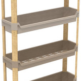 Fixwood Modulaire Opbergkast – 4-Laags Houten Rek met Kunststof Bakken – Badkamer, Keuken & Woonkamer – Duurzaam en Stijlvol Design – 68 cm Hoog – Beige - Naturel