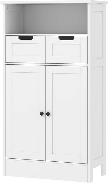 Badkamerkast met 2 Laden, 2 Deuren en open vak 30x60x109 cm - Wit