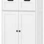 Badkamerkast met 2 Laden, 2 Deuren en open vak 30x60x109 cm - Wit