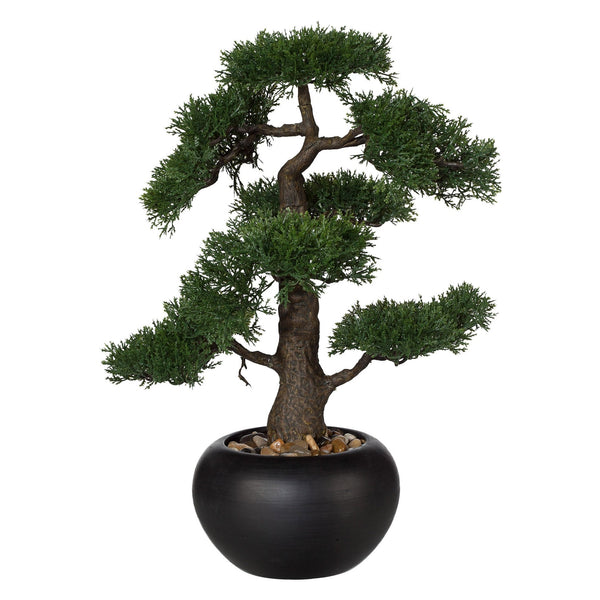 Kopu® Kunstplant Bonsai Ceder 48 cm met zwarte Pot - Bonsai boompje