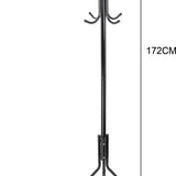 Kapstok Staand – Kledingrek met 8 Haken – Hoogte 172 cm – Staande Kapstok Metaal – Vrijstaande Kapstok – Zwart – Voor Hal, Slaapkamer en Kantoor