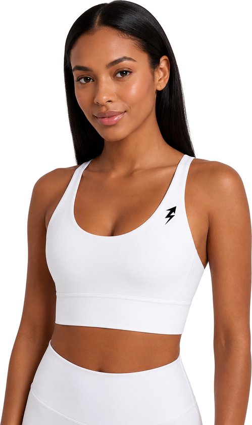 SparkNine Elevate sport-bh - M - wit - gekruiste rug - push-up effect - stevige ondersteuning - met uitneembare pads