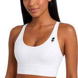SparkNine Elevate sport-bh - M - wit - gekruiste rug - push-up effect - stevige ondersteuning - met uitneembare pads