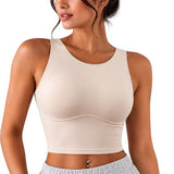 SparkNine Supportflex Sporttop met Built-in Bra - uitneembare pads - XL - ivory - sport bh - met hoge ondersteuning - cropped
