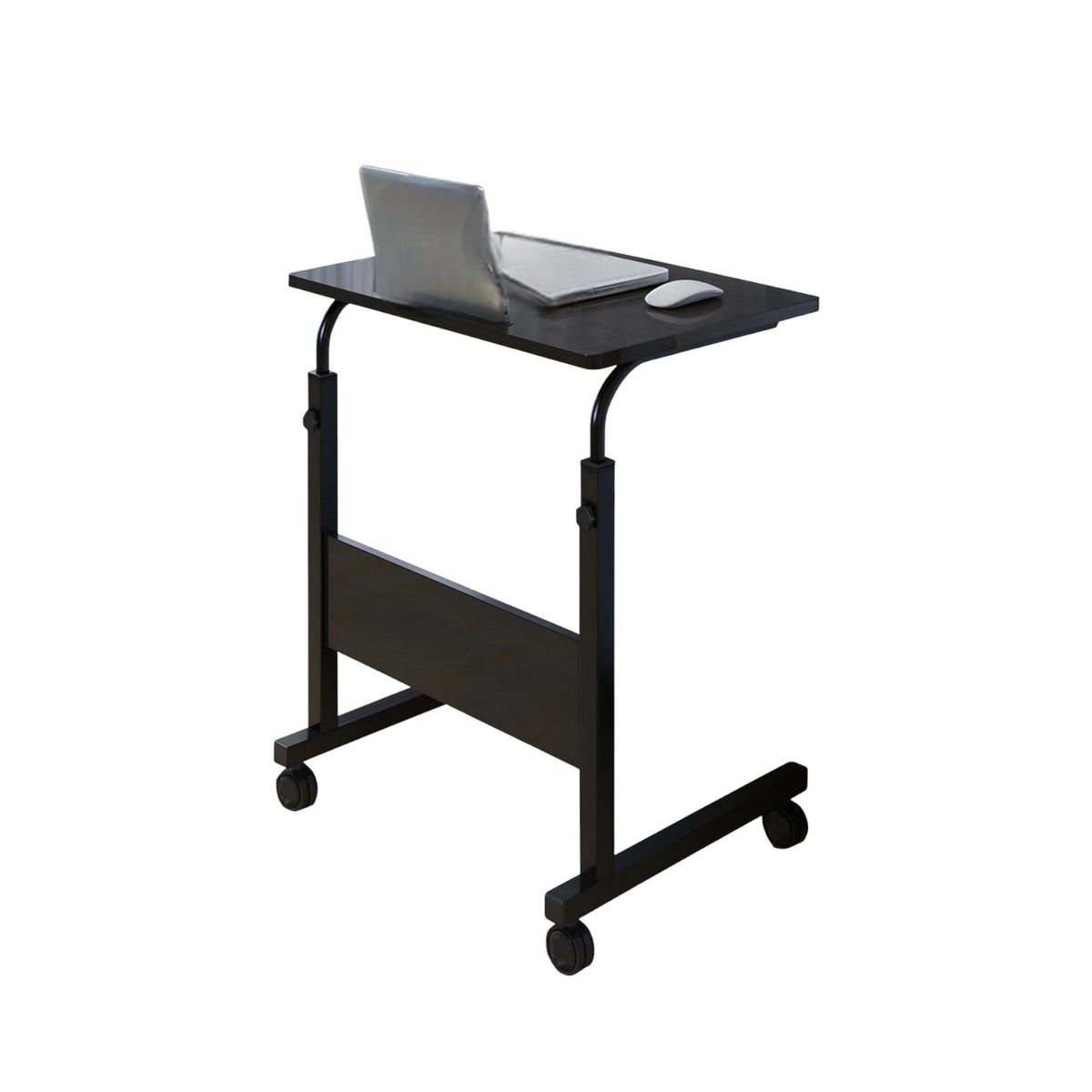 Verstelbare Laptoptafel op Wielen – In Hoogte Verstelbaar (71-98 cm) – 60 cm Breed – Compact Bureau – Verrijdbaar Laptoptafeltje voor Thuis & Kantoor – Zwart