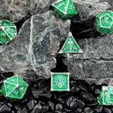 7-delige Metal Dice Set ‘Emerald Skull’