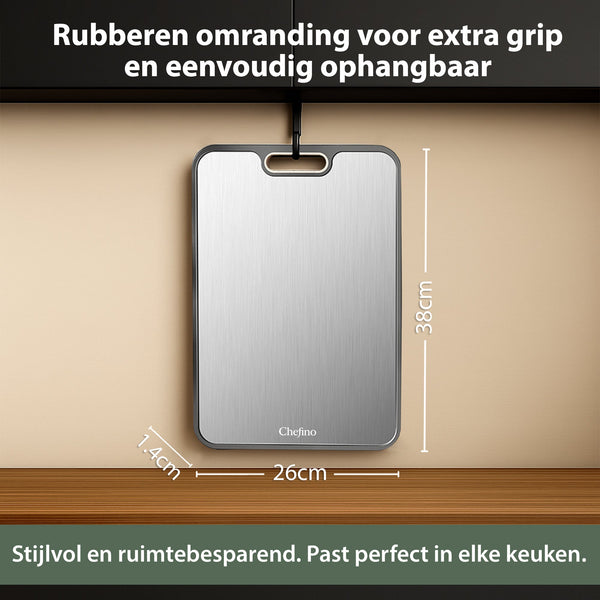 Dubbelzijdige Titanium Snijplank - 38 x 26 cm - Hygiënisch, Duurzaam & Onmisbaar in Elke Keuken