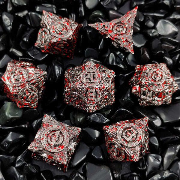 7 delige Metal Dice Set “Bloodsplatter"