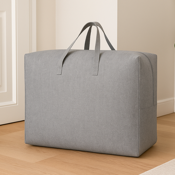 Opbergtas Groot 58x46x28 cm – Draagbare Opbergzak met Handvat – Opbergbox voor Kleding, Dekens & Textiel – Vouwbaar & Ademend – Grijs