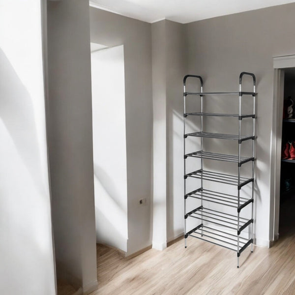 Schoenenrek met 8 Lagen – Ruimte voor 40 Paar Schoenen – Stevig Ontwerp van Metaal en Kunststof – Ruimtebesparend en Modern
