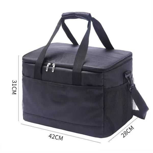 Koeltas Zwart XL – 42x28x31 cm – Grote Koelbox Tas met Schouderriem – Geïsoleerde Picknicktas – Waterdicht & Opvouwbaar – Ideaal voor Strand, Park & Auto