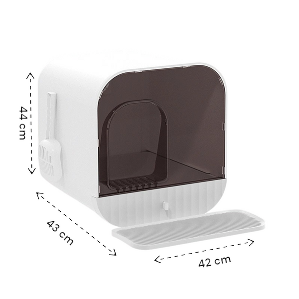 Moderne Kattenbak met Filter en Lade – Gesloten Katten Toilet – Kattenbak met Deur, Schep en Mat – Grote Hygiënische Kattenbak voor Binnen en Buiten