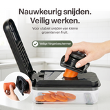 Chefino Trito - Groentesnijder Set met Opvangbak 750 ml – Mandoline Snijder – Groente Hakker – Uiensnijder – Blokjessnijder – Julienne Snijder – Groente Rasp – Keuken Mandoline met 5 RVS Messen