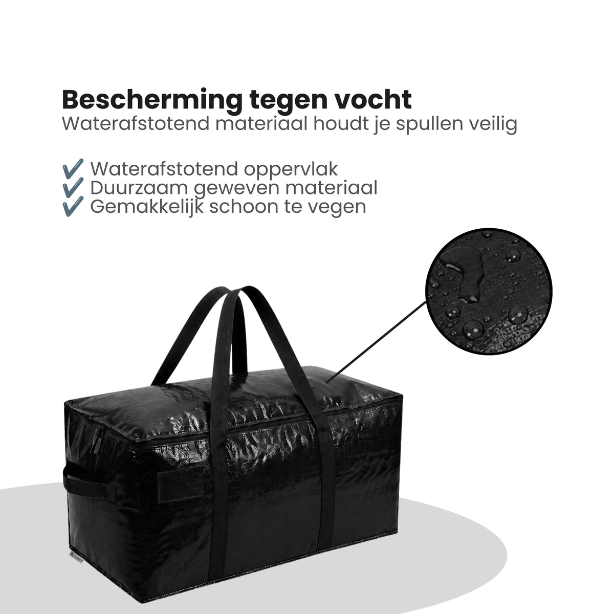 Opbergtassen XL - Zwart - 4 Stuks - 92 Liter - Verhuistassen - Big Shopper - Waterdicht - Opbergzak met Handvat (kopie)