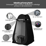 Pop-up Douchetent & Toilet Tent – Camping Douchetent met Opvouwbaar Toilet – Privacy Tent Camping, Festival & Strand – Inclusief Draagtas, Grondpinnen en Scheerlijnen – 190 cm Hoog – Zwart
