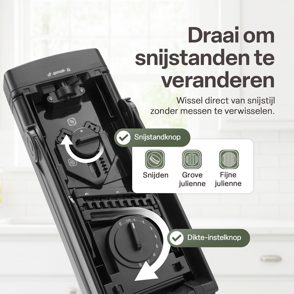 Chefino Taglio - Mandoline - Groentesnijder met Opvangbak – Verstelbare Groente Snijder – Julienne Snijder – Blokjessnijder – Groente Hakker – Mandoline Keuken – Komkommer, Ui en Groente Snijden