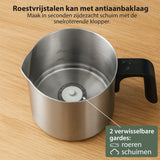 Chefino Melkopschuimer – PFAS-vrij & RVS – 4 Programma’s – Warm & Koud Opschuimen – 300 ml – 550 W – Automatische Uitschakeling – Vaatwasserbestendig – Zwart-Zilver
