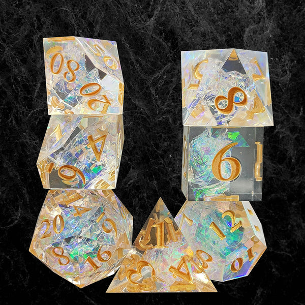 7 delige Resin Dice Set “Crystal Prism Glow”