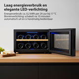 Wijnkoelkast - Wijn Klimaatkast voor 8 Flessen - Zwart - Instelbare Temperatuur van 5°C tot 18°C - Wijnkoelkast Liggend - Liggende Wijnkoeler