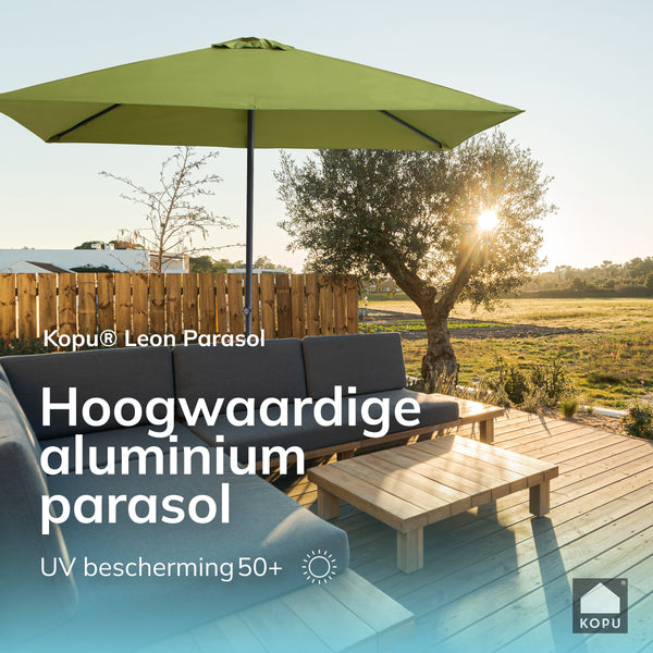 Kopu® Leon Parasol Hoogteverstelbaar 150x250cm met Hoes - Olijfgroen