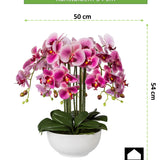 Kopu® Kunstbloem Orchidee 54 cm Roze met Schaal - Phalenopsis