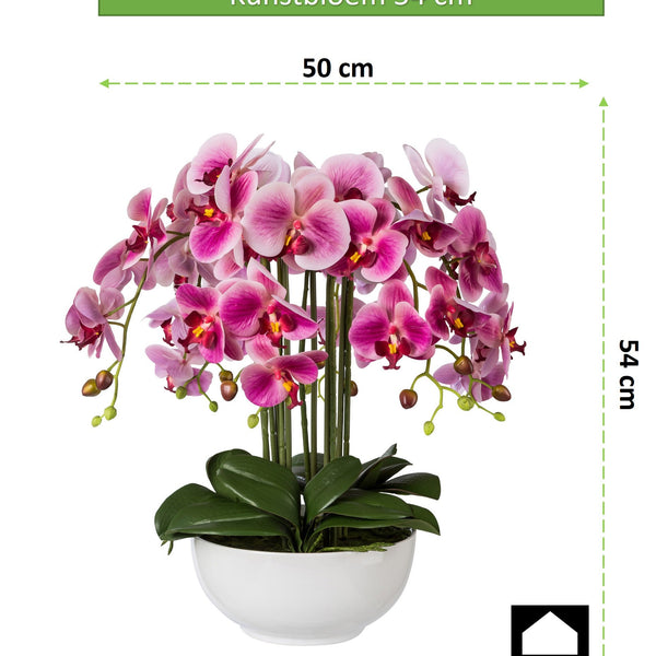 Kopu® Kunstbloem Orchidee 54 cm Roze met Schaal - Phalenopsis