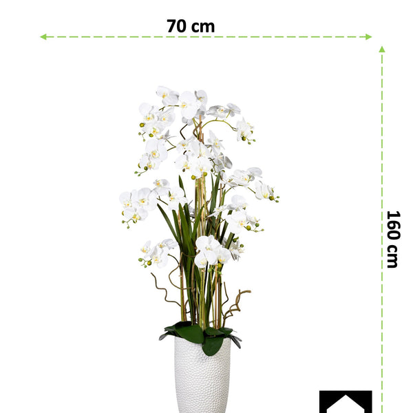 Kopu® Kunstplant Orchidee 160 cm Wit in Hoge Bloempot - Phalaenopsis