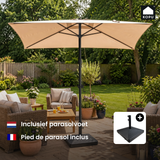 Kopu® Sevilla Parasol Rechthoek 200x300 cm met Hoes en voet - Creme