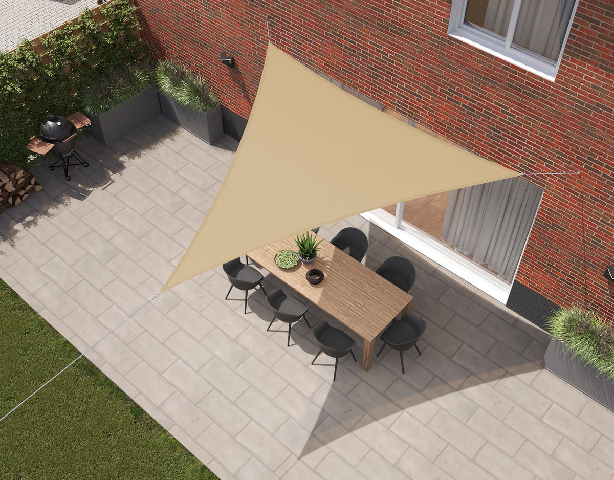 Kopu® Schaduwdoek Driehoek 3,6x3,6x3,6 mtr Waterdicht 230 grams Zand