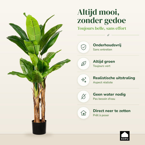 Kopu Kunstplant Bananenplant 150 cm met 21 Bladeren - Nepplant