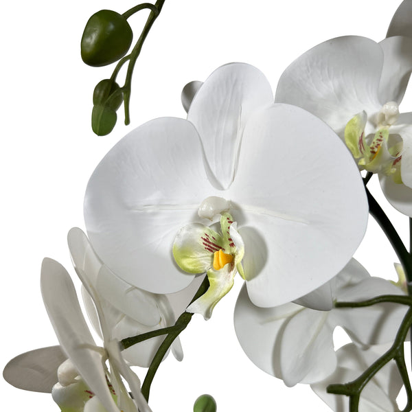 Kopu® Kunstbloem Orchidee 110 cm Wit Bloempot Rond - Phalaenopsis