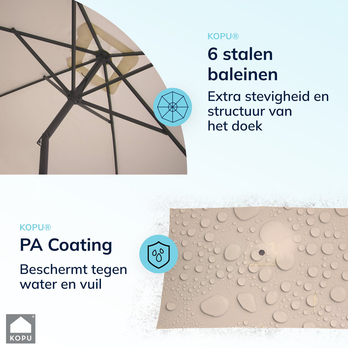 Kopu® Sevilla Parasol Rechthoek 200x300 cm met Hoes - Balkonparasol Creme