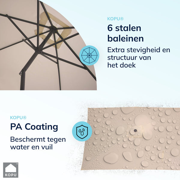 Kopu® Sevilla Parasol Rechthoek 200x300 cm met Hoes - Balkonparasol Creme