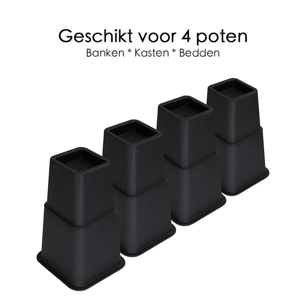 Meubelverhoger Set - Verstelbare Poten - 8 stuks - Zwart