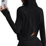SparkNine Blaze sport hoodie - met capuchon & stijlvolle print - XL - zwart - sporttrui dames - longsleeve - ademend & lichtgewicht