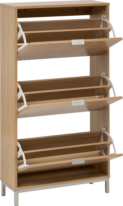 Schoenenkast Tasso 3 lades 24x63x131 cm - voor 18 paar - Bruin