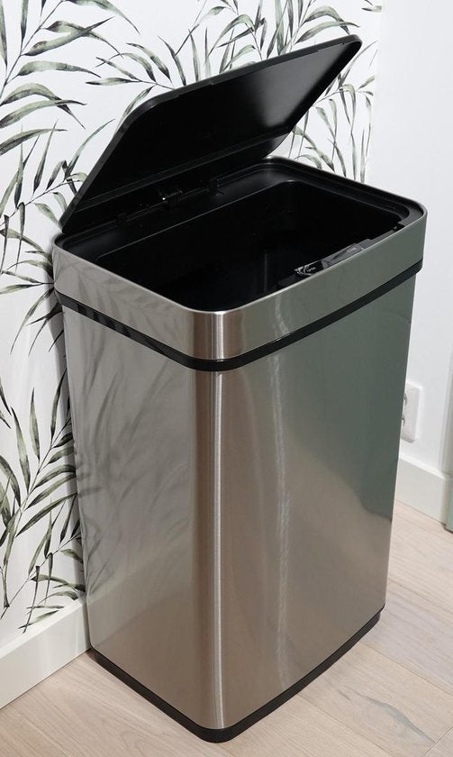 4cookz® Sensorprullenbak 60 liter - RVS Prullenbak