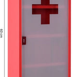 4goodz Medicijnkastje EHBO-kastje met slot RVS 12x30x60 cm - Rood