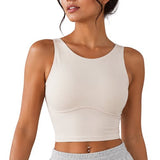 SparkNine Supportflex Sporttop met Built-in Bra - uitneembare pads - XL - ivory - sport bh - met hoge ondersteuning - cropped